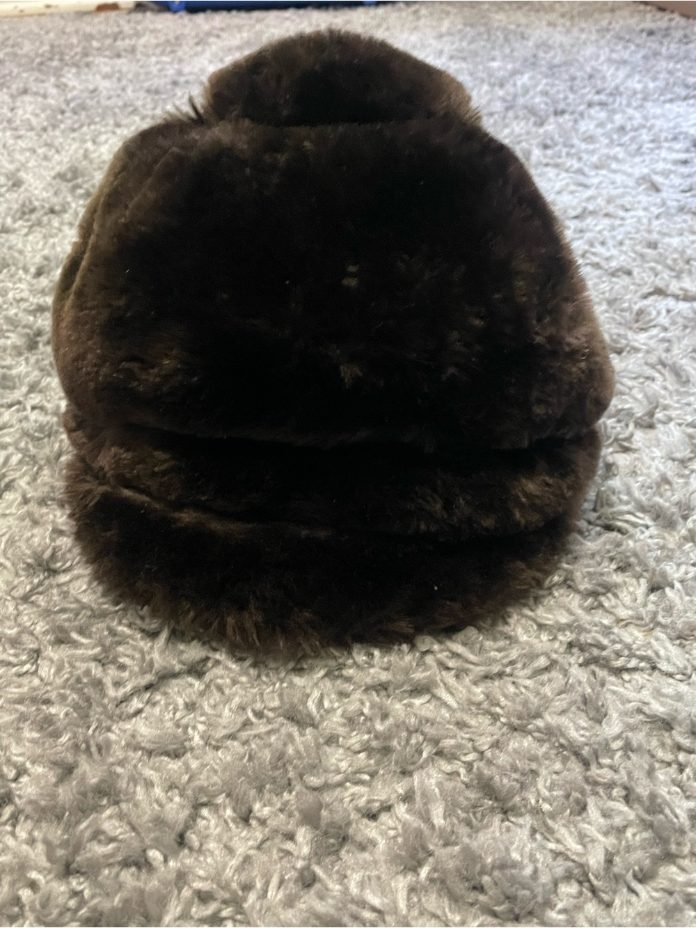Vintage millinery union faux fur cossack plush ladies winter hat lined 50s brown